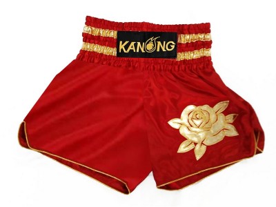 Kanong Womens Muay Thai Shorts : KNSWO-403-Red Rose